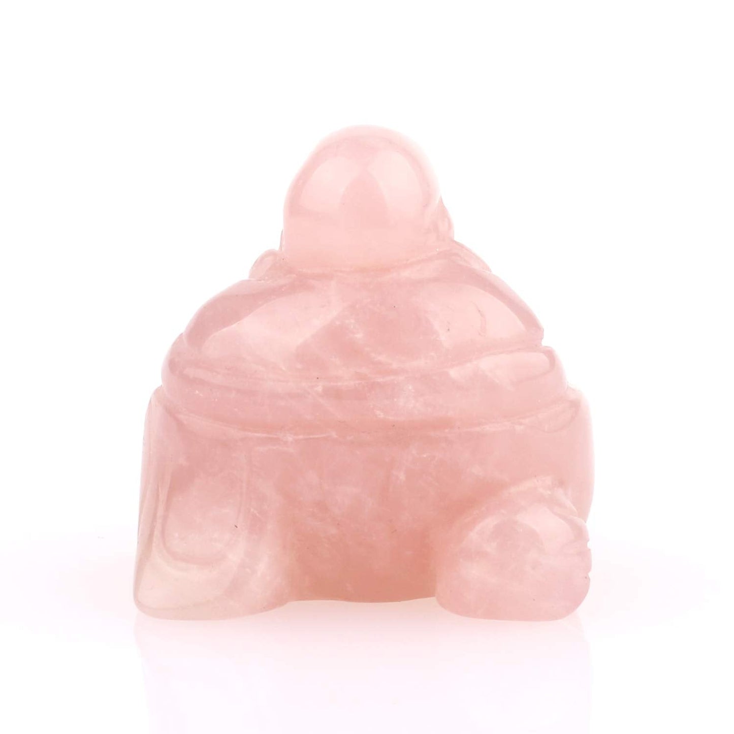 YWG Rose Quartz Healing Crystal Gemstone Carved Laughing Happy Buddha Feng Shui Figurines Wealth and Good Luck 1.5"