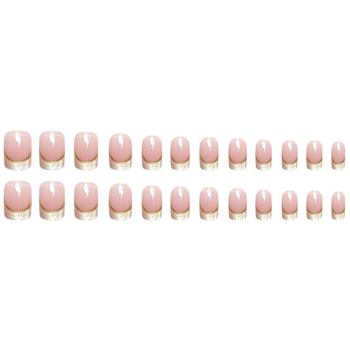 French Tip Press on Nails Medium Square MABKJLF Nude Pink Fake Nails False Nails with Designs Glittery Natural Nails Full Cover Glossy Glue on Nails Acrylic Nails for Women Girls 24Pcs