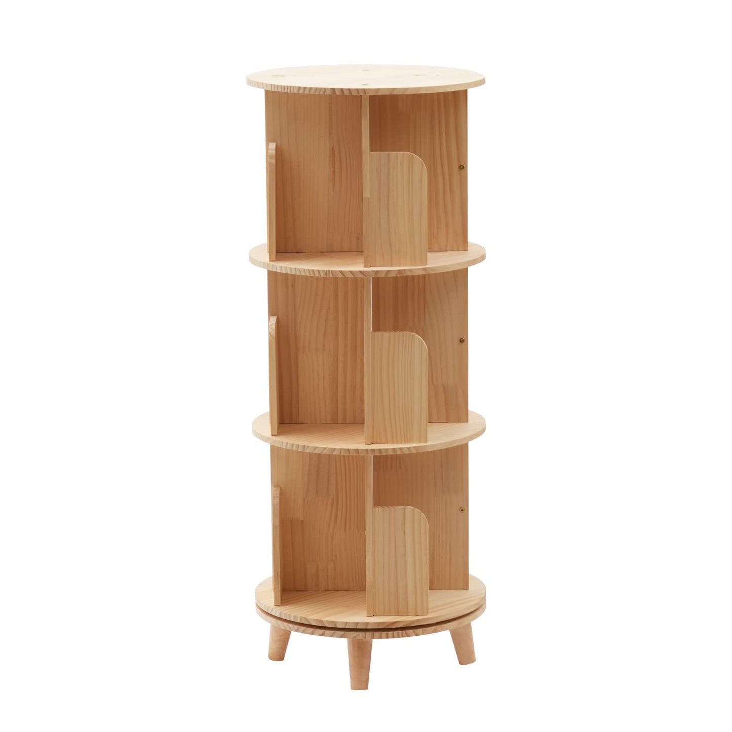 Gdrasuya10 3 Tier Rotating Bookshelf with Legs, Revolving Bookcase Floor Standing Book Shelf 360 Display Bookcase Round Bookshelf Corner Book Shelf Easy Assemble for Bedroom