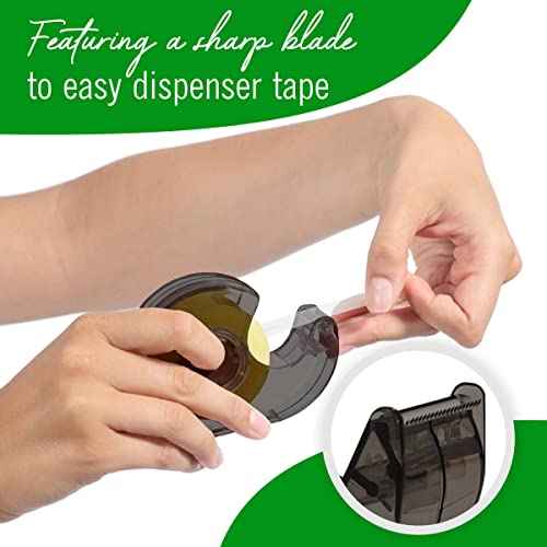 2 Rolls Invisible Tape with Refillable Tape Dispenser, Writable Tape Refills for Dispenser, 3/4 x 1296 Inches, Matte Gift Wrapping Tape for Home, Office, School (Gift Pack)