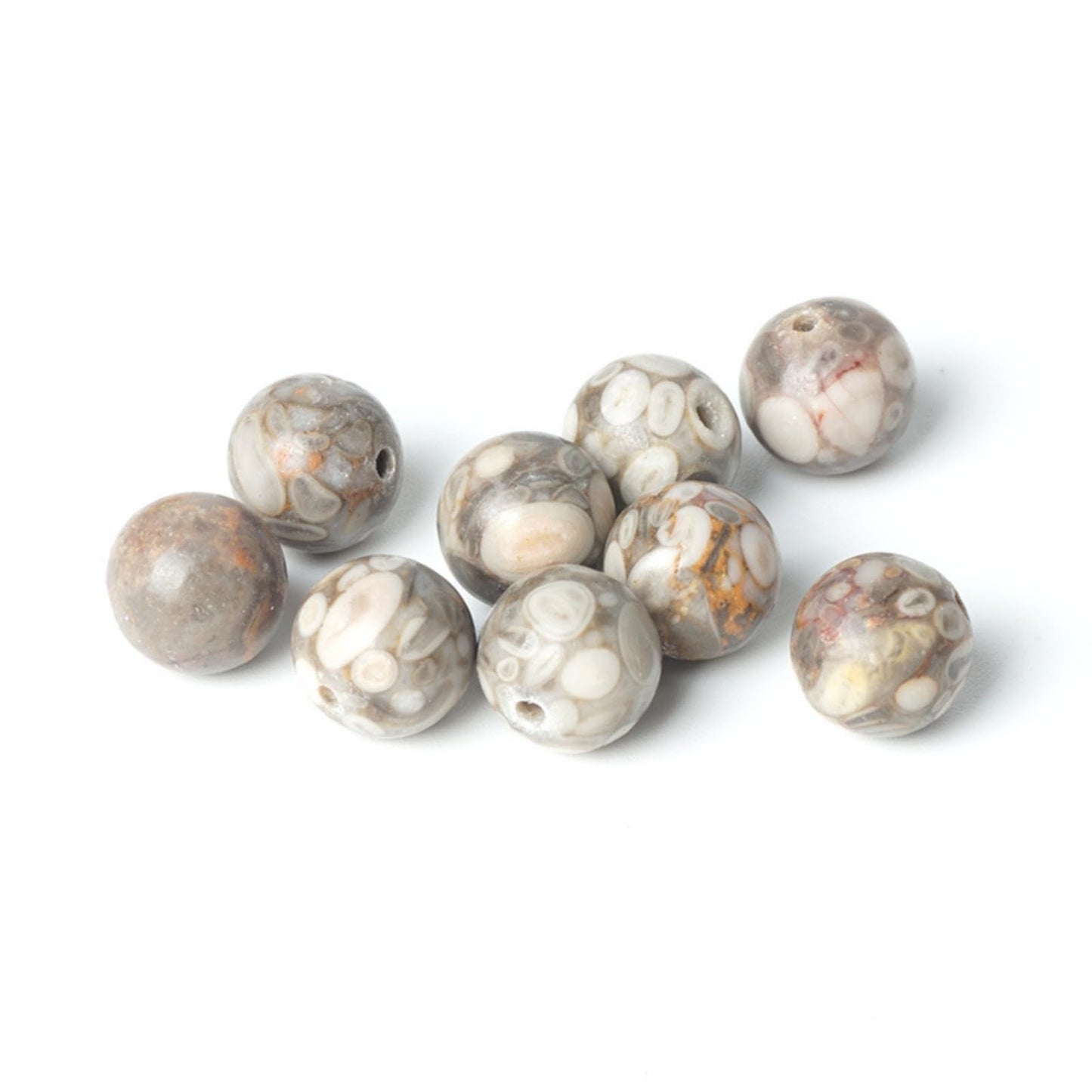 100Pcs Natural Stone 8mm Maifanite Round Loose Gemstone Energy Healing Beads Hole Size 1mm DIY Smooth Beads for Bracelet Necklace Earrings Jewelry Making