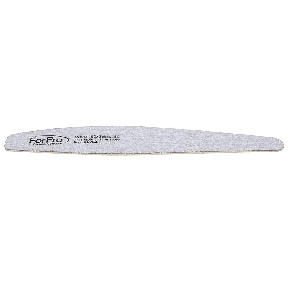 ForPro Professional Collection Expert One & Done Wood File, White 150 Grit/Zebra 180 Grit, Manicure & Pedicure Nail Files, 7” L x 1.25“ W, 50-Count