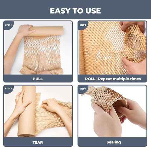 Honeycomb Packing Paper Wrap 15''x400', Substitute Alternative for Bubble Cushioning Wrap for Moving Shipping Packaging, Recyclable Moving Supplies with 36 Fragile Sticker Labels