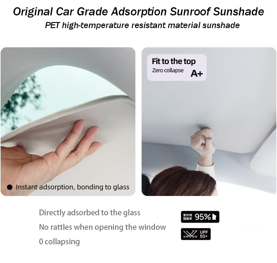 LAST CALL Foldable Sunroof Sunshade Compatible for Volvo 2018-2024 XC60 Accessories, UV and Heat Reflective Roof Sunshade for XC60 Accessories Sunroof Shade (Beige)