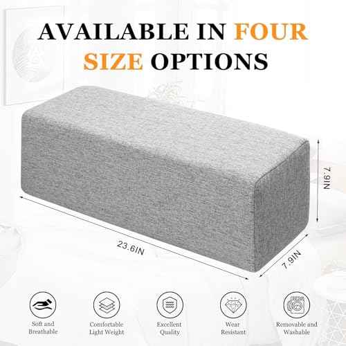 Couch Arm Rest Pillow, Linen Armrest Cushion, High Density Foam Armrest Cushion, Removable & Washable Rectangular Headboard Elbow Support for Armchair Sofa Bed,Beige-2pcs,7.9x7.9x19.7