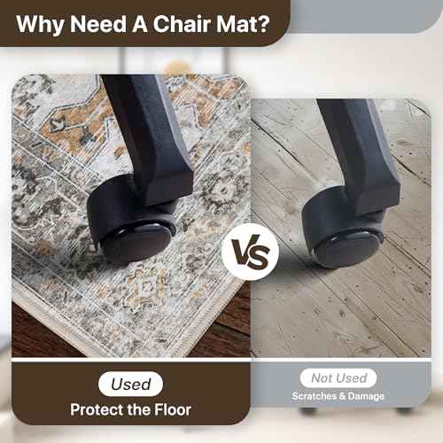 48"x72" Office Chair Mat for Hardwood Tile Floor, Under Desk Carpet Protector for Rolling Computer Chair Mat, Machine Washable Area Rug, Anti-Slip 1/5" Thick Low Pile Thin Vinyl Floor Mat, Taupe