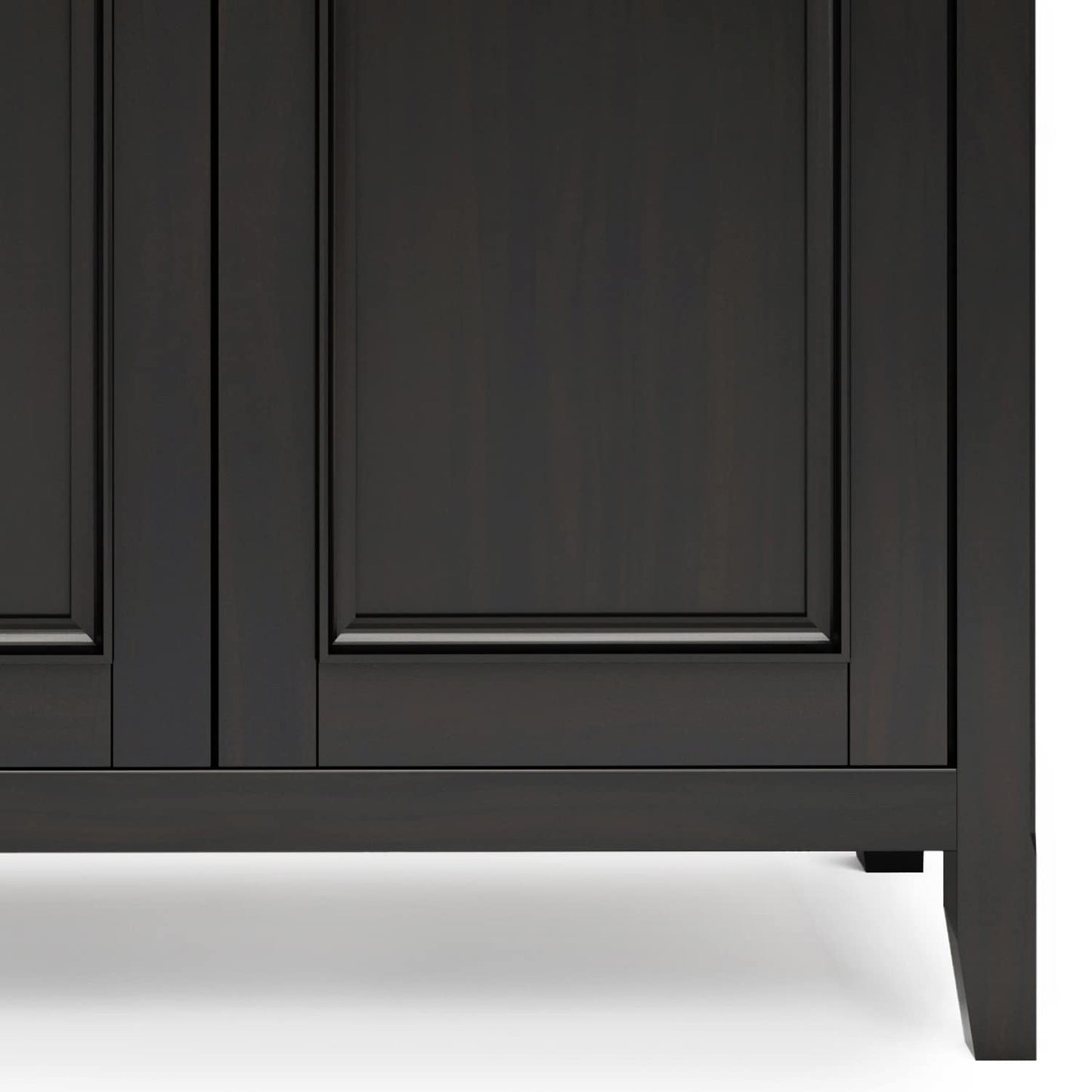 SIMPLIHOME Amherst Storage Cabinet - 66 inch Wide Solid Wood 4-Shelf Sideboard Cabinet in Hickory Brown, Transitional Buffet for Living Room or Dining Room with 4 Doors and Adjustable Shelves