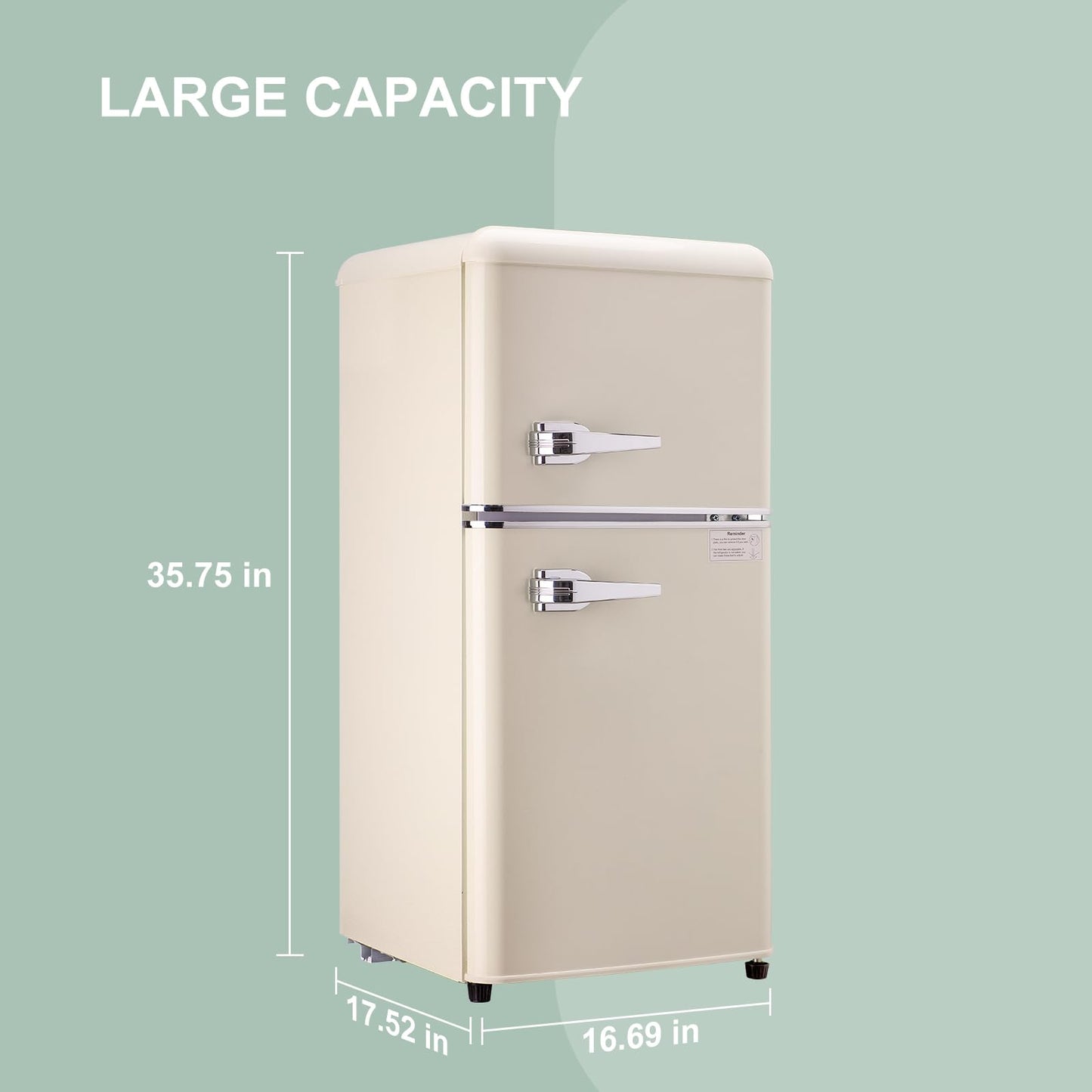 Cucina Magica Mini Fridge for Bedroom, 3.2 Cu.Ft Mini Fridge, Retro Refrigerator with Adjustable and Removable Double Doors, Suitable for Office, Bedroom, Dormitory or Cabin, Blue