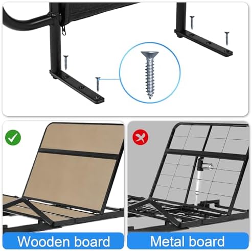 Bed Side Rails for Adjustable Bed Base for Elderly Adults Safety, Fit Wooden Base Only, for Mattress Under 10 Inches, Set of 2