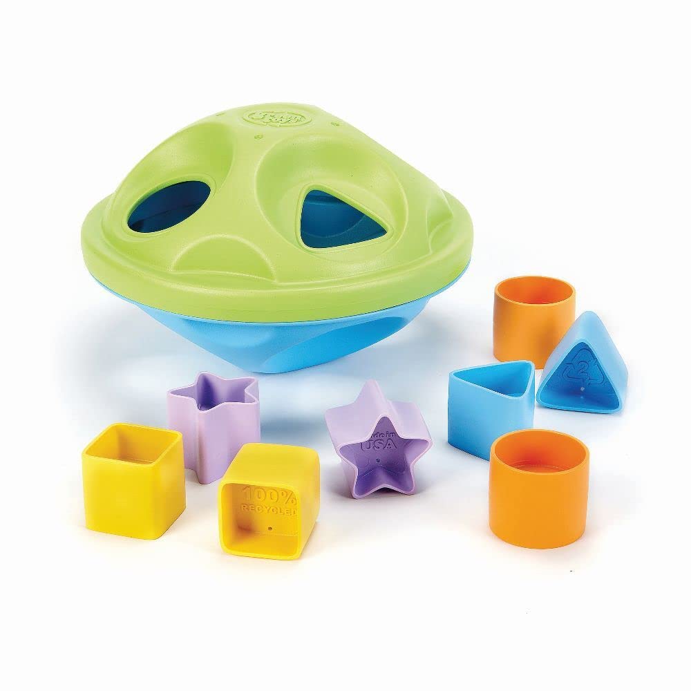 Green Toys Shape Sorter, Green/Blue - 10 Piece Motor Skills, Shape Categorization Kids Toy. Safe for Babies and Toddlers. No BPA, PVC. Dishwasher Safe, Recycled Plastic, Made in USA.