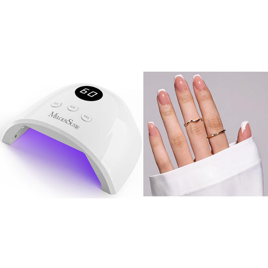 MelodySusie UV Nail Lamp MelodySusie Press-On Nails Short Square White French Tips
