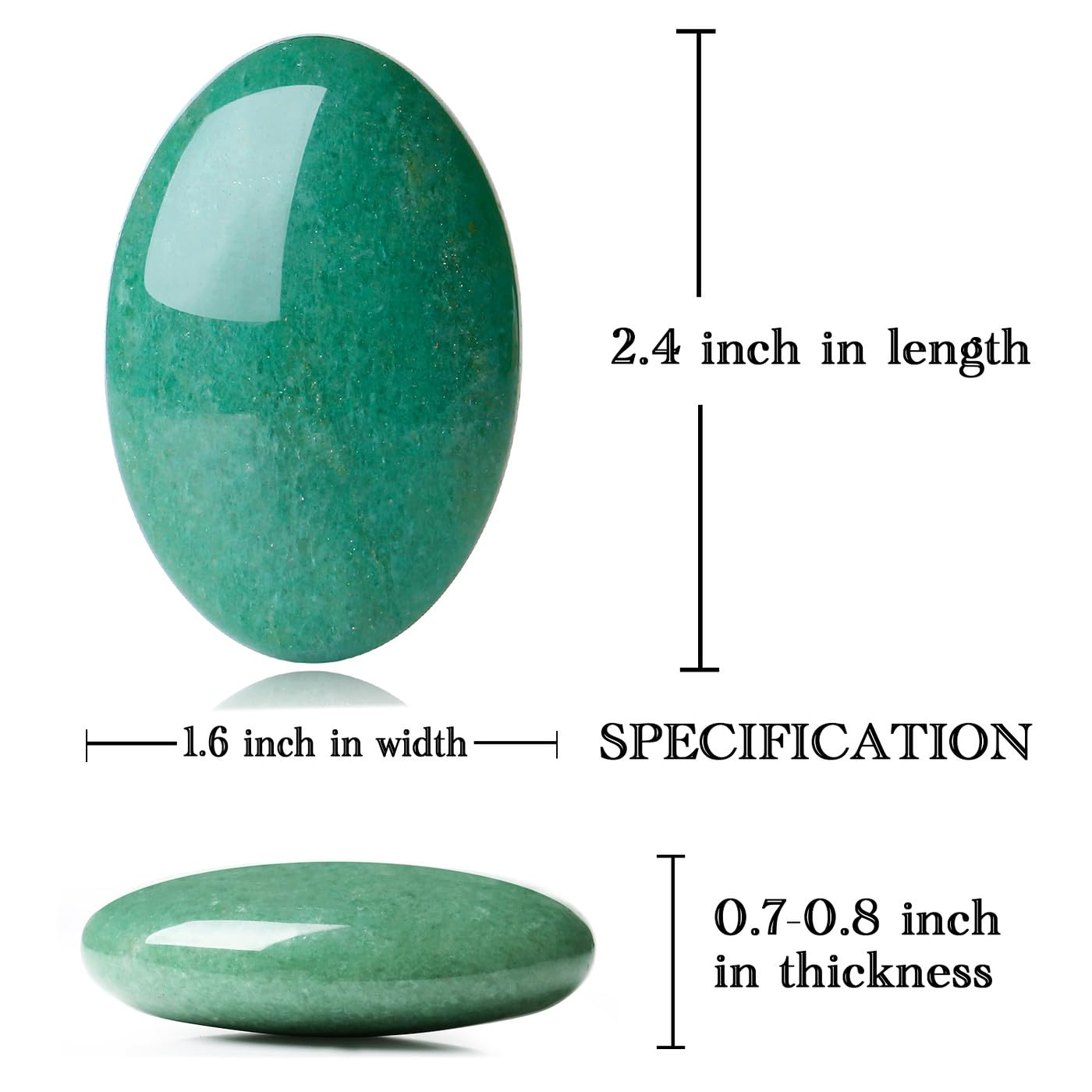 MAIBAOTA 2.4" Large Green Aventurine Crystal Stone Polished Palm Stone Healing Crystals 0.7" Thick Natural Reiki Gemstone Worry Stone Energy Balancing Anxiety Stress Relief Meditation 1 Pc