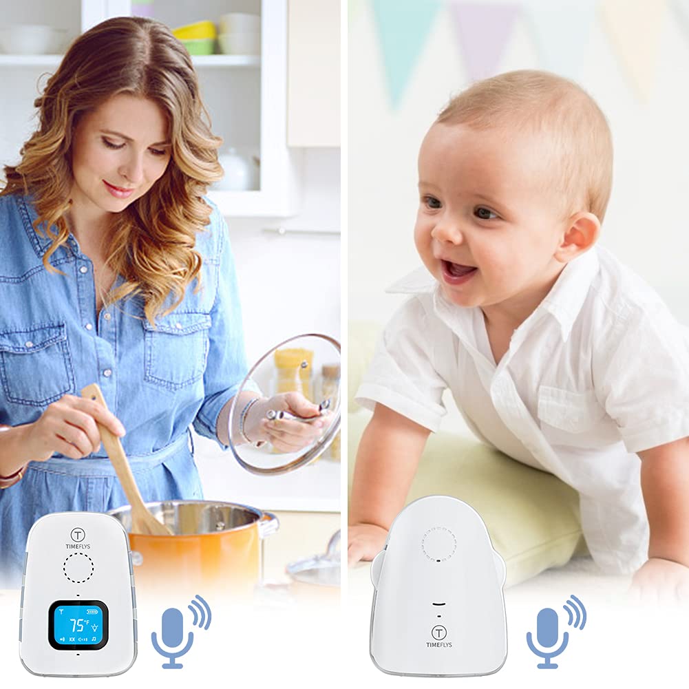Audio Baby Monitor Crown TimeFlys,Temperature Monitoring,Vibration,Lullabies,Rechargeable Battery,Talk Back Intercom,USB Connection,Zero Emission at Night Mode,Long Range up to 1000 ft