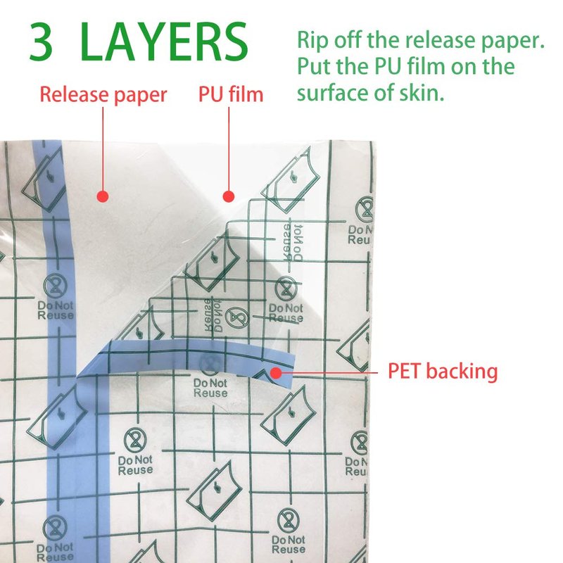 50 Pieces 4 x 6 in Stretch Waterproof Adhesive Bandages Transparent Film for Tattoo Aftercare and Skin Repair Adhesive Tattoo Supply Wrap