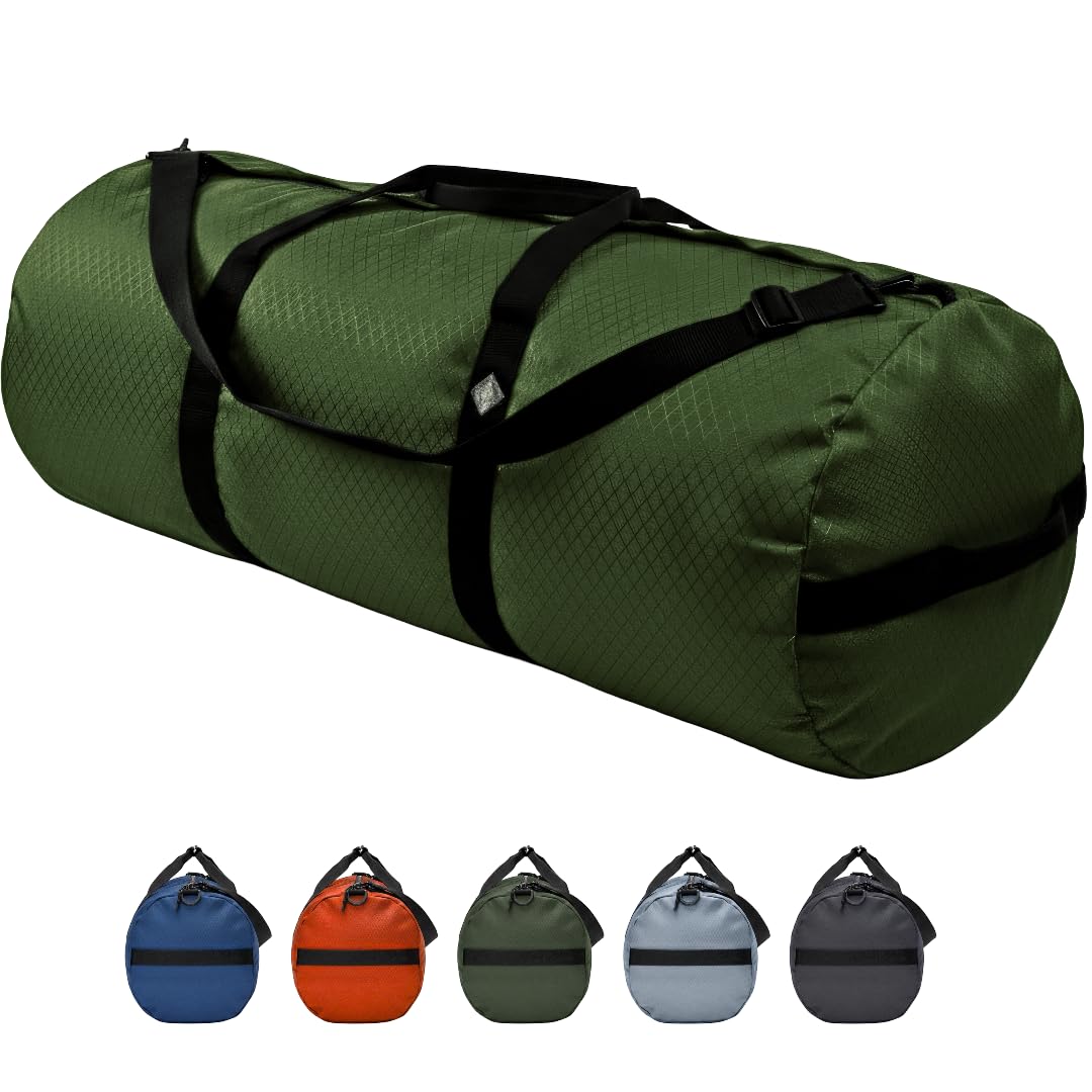 175L Extreme Duffel Bag, Heavy-Duty Gear Bag, 1050D Tuff Cloth, Diamond Ripstop, Reinforced Stitching - Green (18” x 42")"