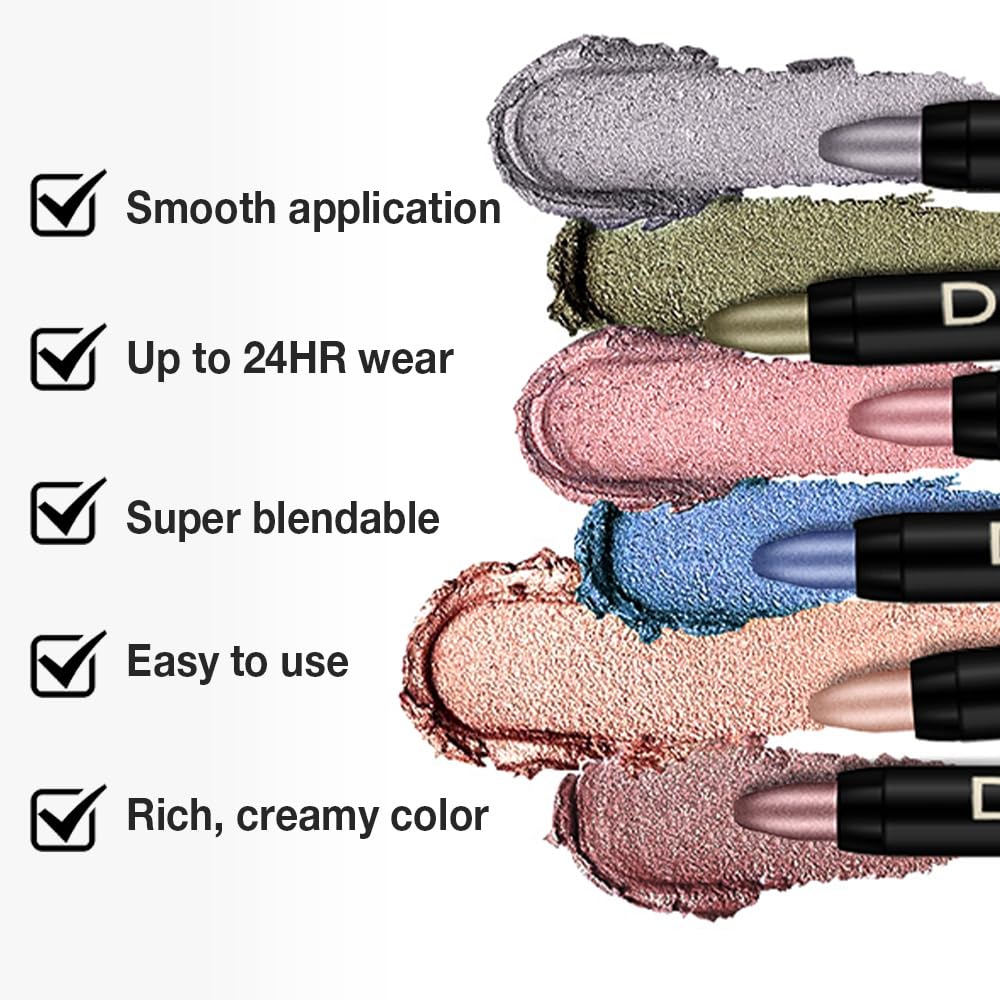 Kaely 8Pcs Cream Eye Shadow Sticks Set, Matte Eyeliner Pencil Eyeshadow Palette Makeup, Eye Highlighter Brightener Stick for Older Women Waterproof Pigmented, sombras para ojos, New-13