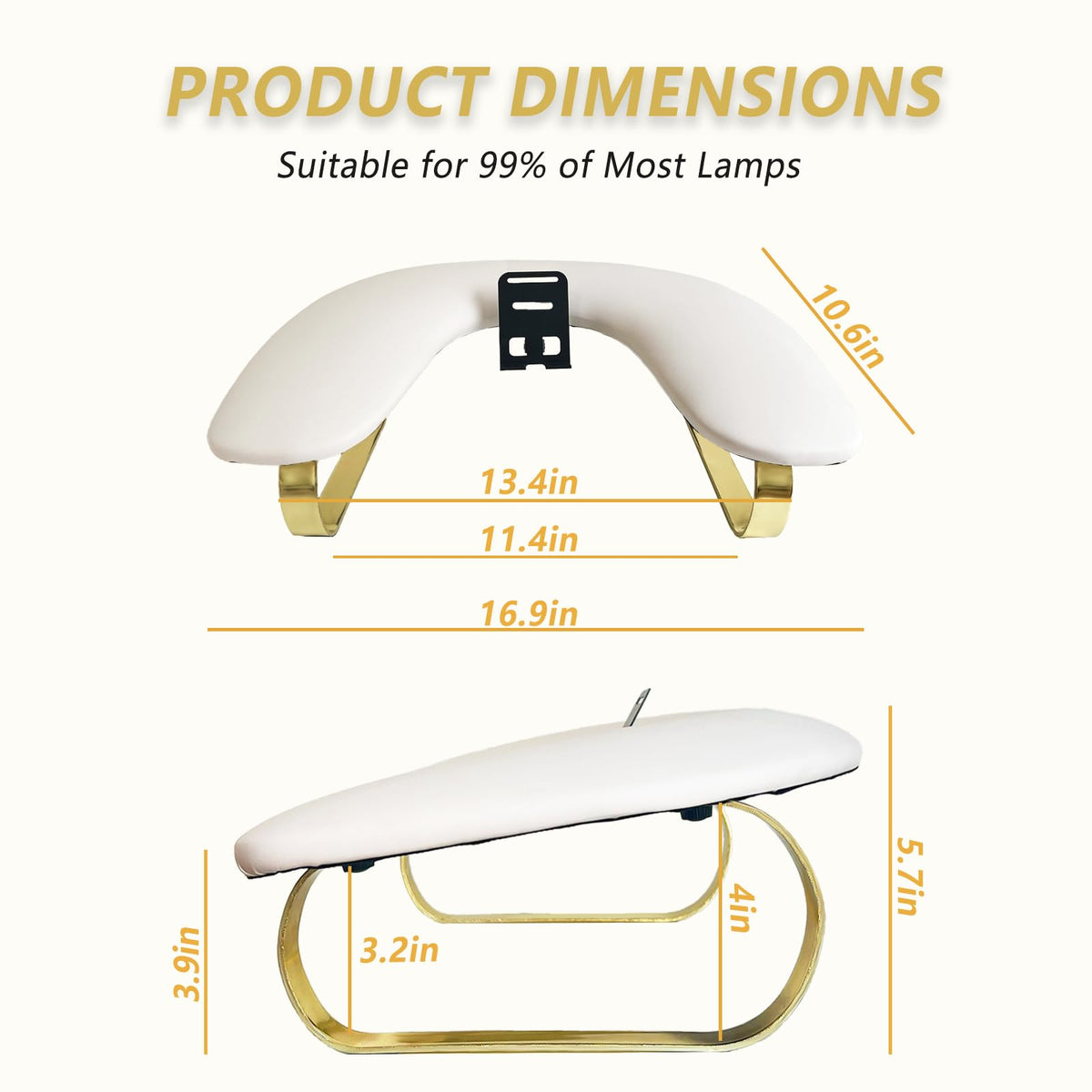 Rotating Phone Holder Nail Arm Rest, PU Leather U-Shaped Hand Stand for Nail Technicians & Manicure Use (white)