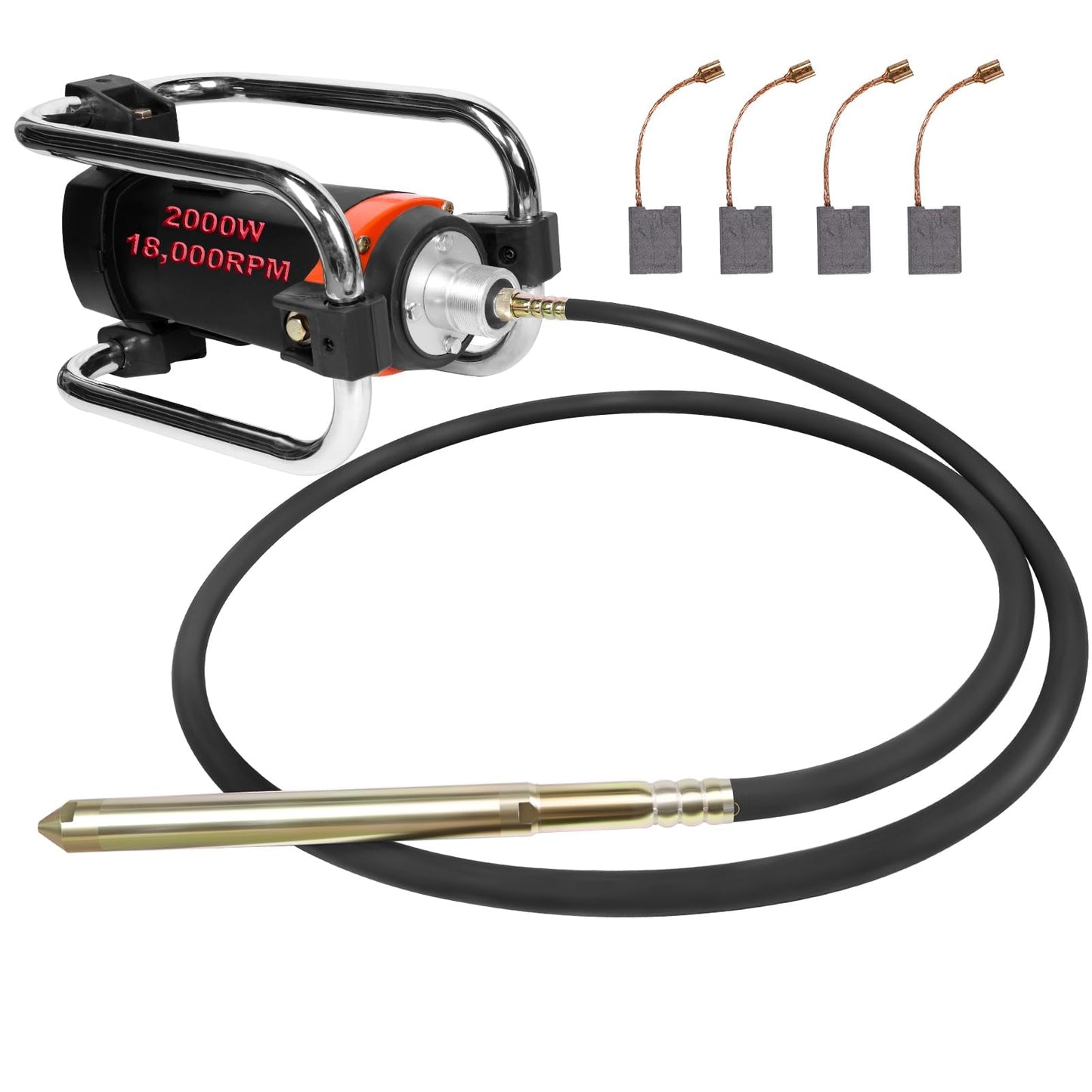 Vohala Concrete Vibrating Tool, 2.6HP 2000W 18,000 RPM Electric Concrete Vibrator Handheld, Portable Construction Insertion Vibrator with 14.75ft Shaft, Ideal for Removing Air Pockets & Smoothing