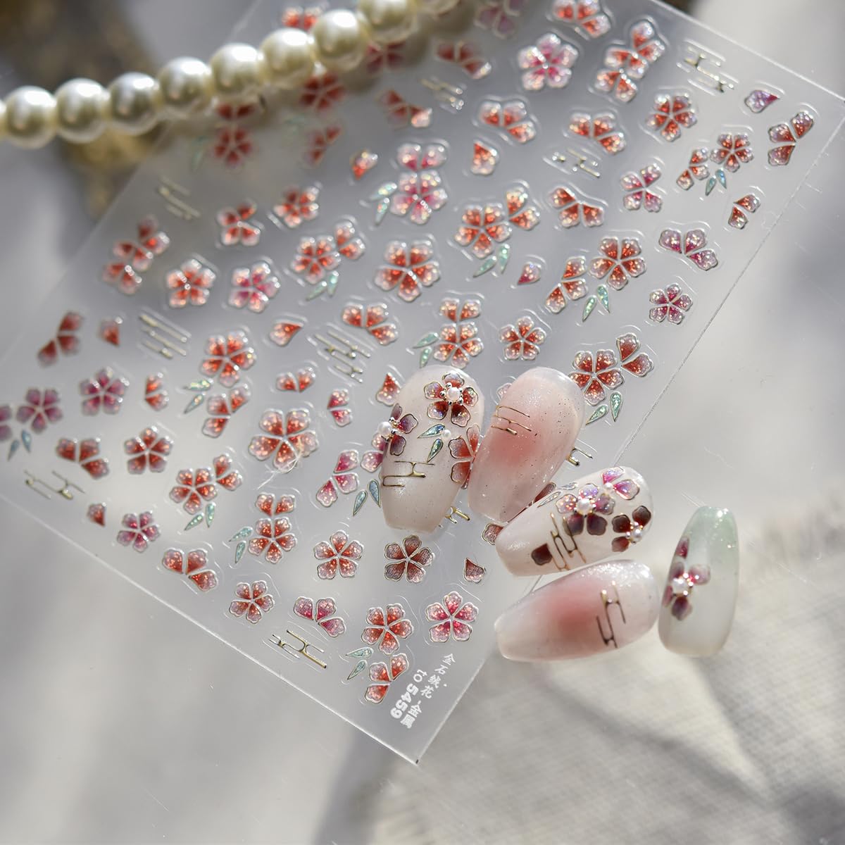 Floral Nail Art Stickers 5D Embossed Flower Nail Stickers Flower Nail Decals Luxury Self-Adhesive Nail Art Supplies for Women Girls Spring Manicure 1 Sheet