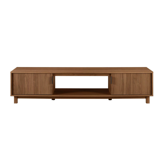 Walker Edison Arundo Fluted TV Stand for TVs up to 80 Inches, 70" TV Stand, Mocha
