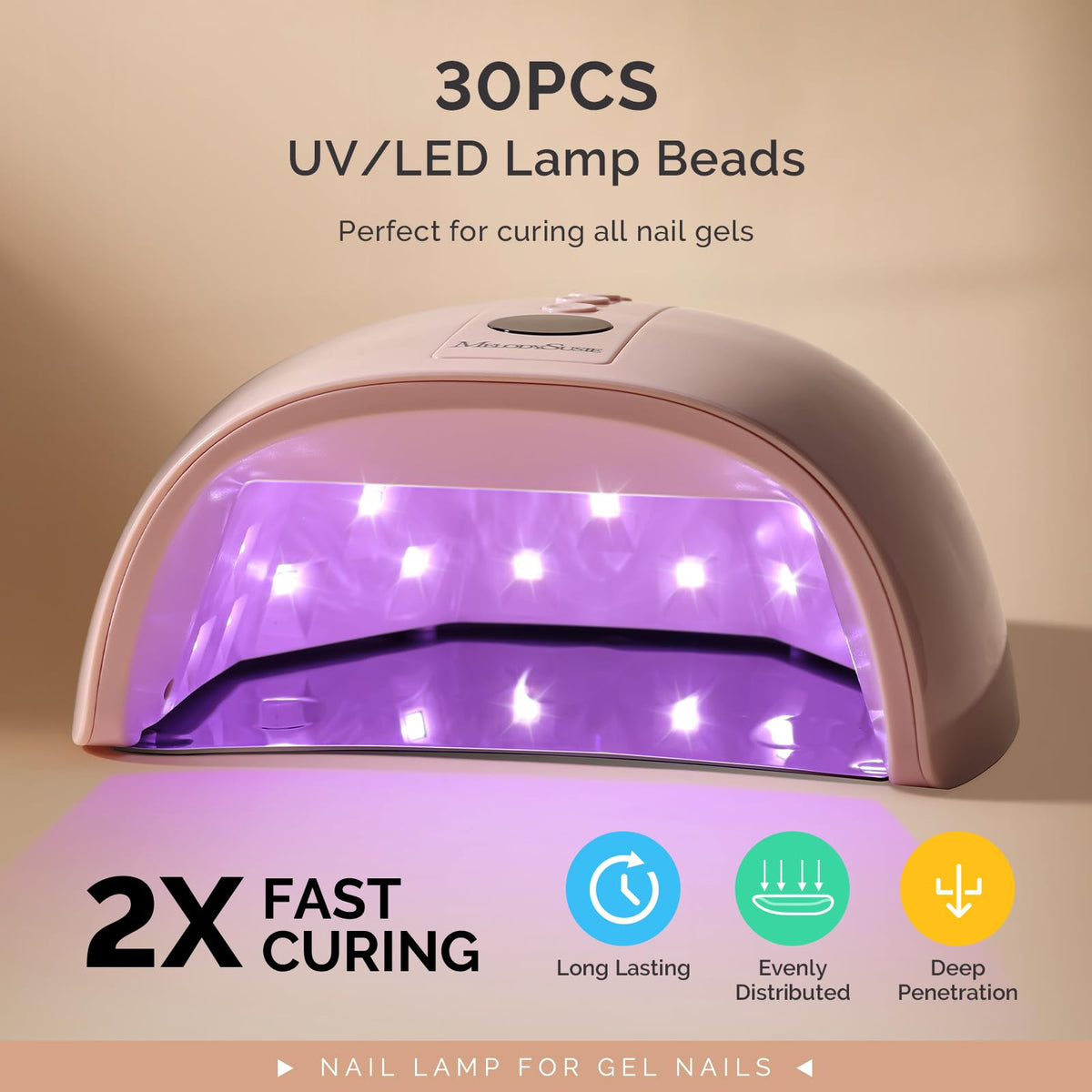 MelodySusie Professional Cordless UV Nail Lamp with Metal Base, P-Plus30GT Nail Dryer with Smart Sensor for Salon & DIY Home Use Fast Cures All Hard Gels, Especially Extension & Glitter Gel Polishes