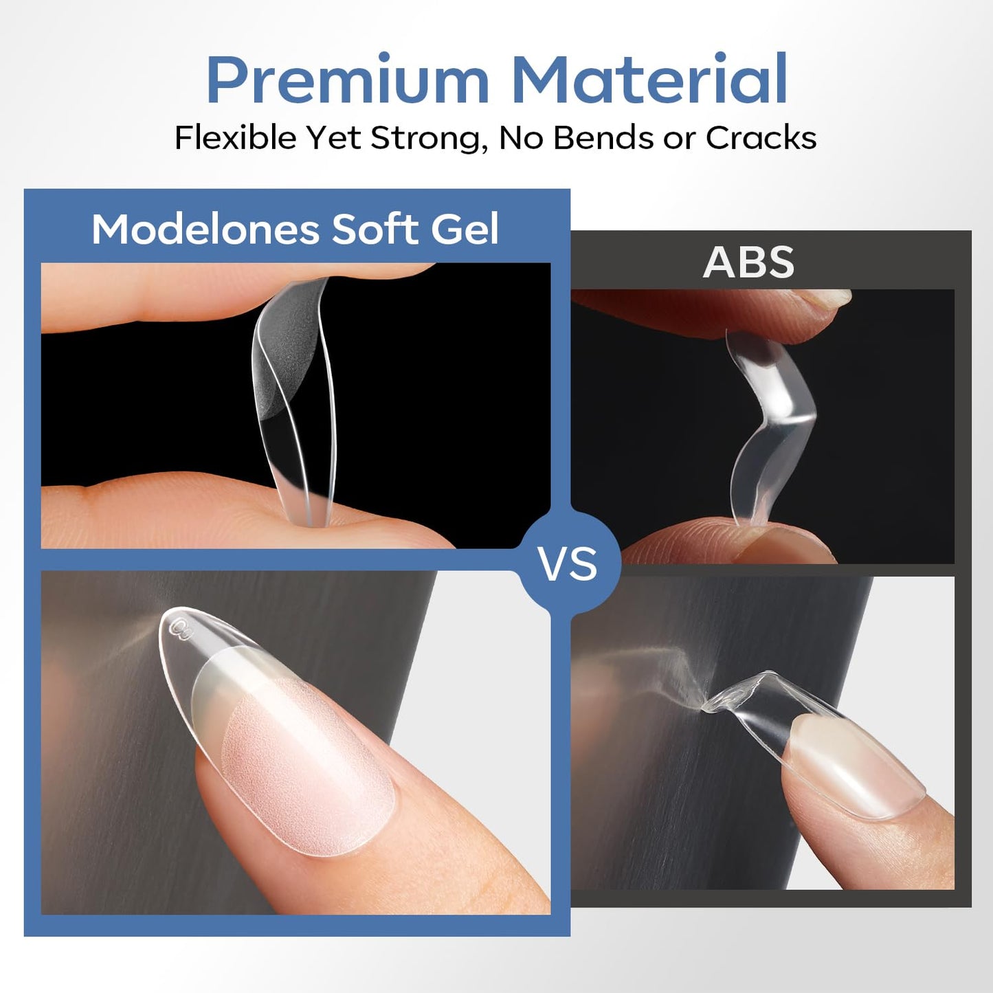 modelones Medium Almond Gel Nail Tips, 360pcs Pre-shaped Clear Fake Nails Press On Full Cover 15 Sizes Acrylic Gel Tips for Extension Salon