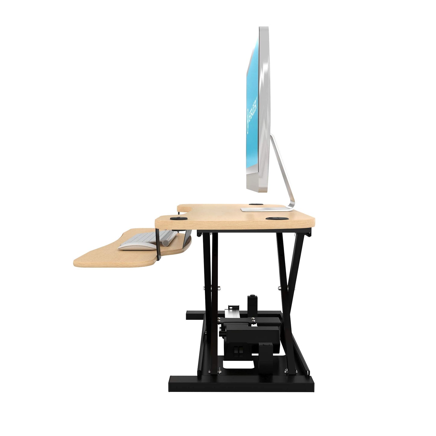 VERSADESK® PowerPro™ 36” x 24” Standing Desk Converter | 36 Inch Electric Height Adjustable Sit to Stand Desk Riser w/Keyboard Tray & USB Hub - Ergonomic Workstation for Home & Office, Maple