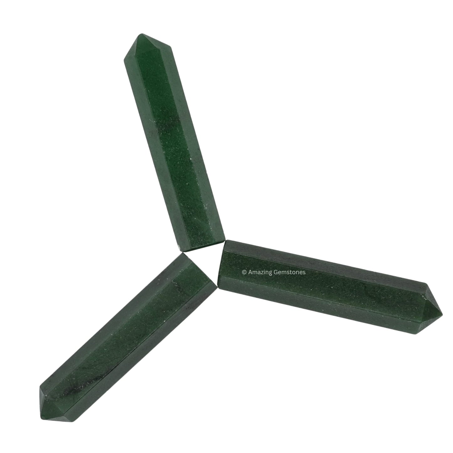 Amazing Gemstone Green Aventurine (Dark) Crystal Points Bulk Healing Crystals - Pack of 3 Single Terminated Healing Wand Point Bulk Crystals for Crafts, Crystal Grid, DIY Work - Premium Crystals