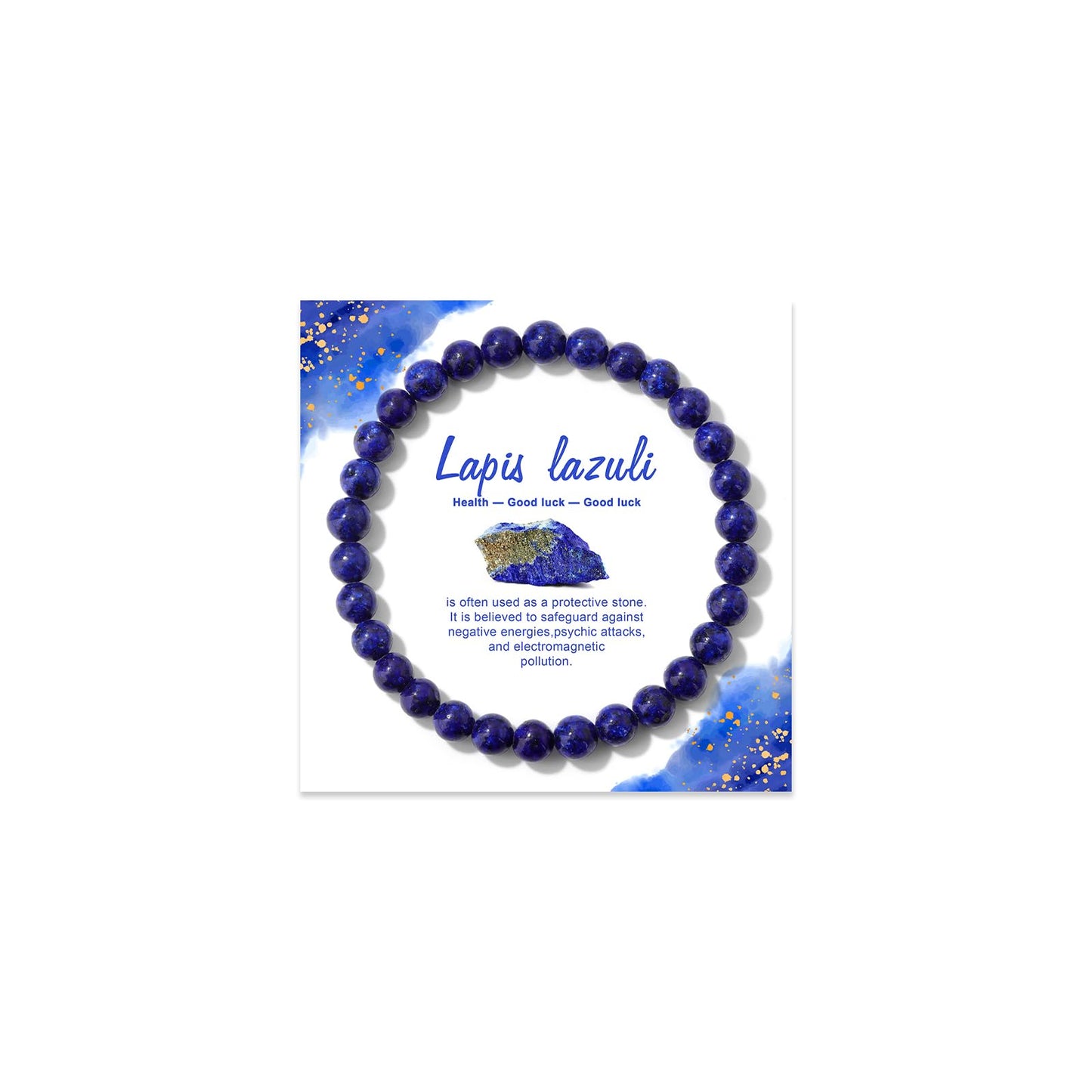 Lapis Lazuli Beaded Bracelet for Women Men-6MM Blue Natural Crystal Healing Jewelry Handmade Birthday Gifts Bracelet