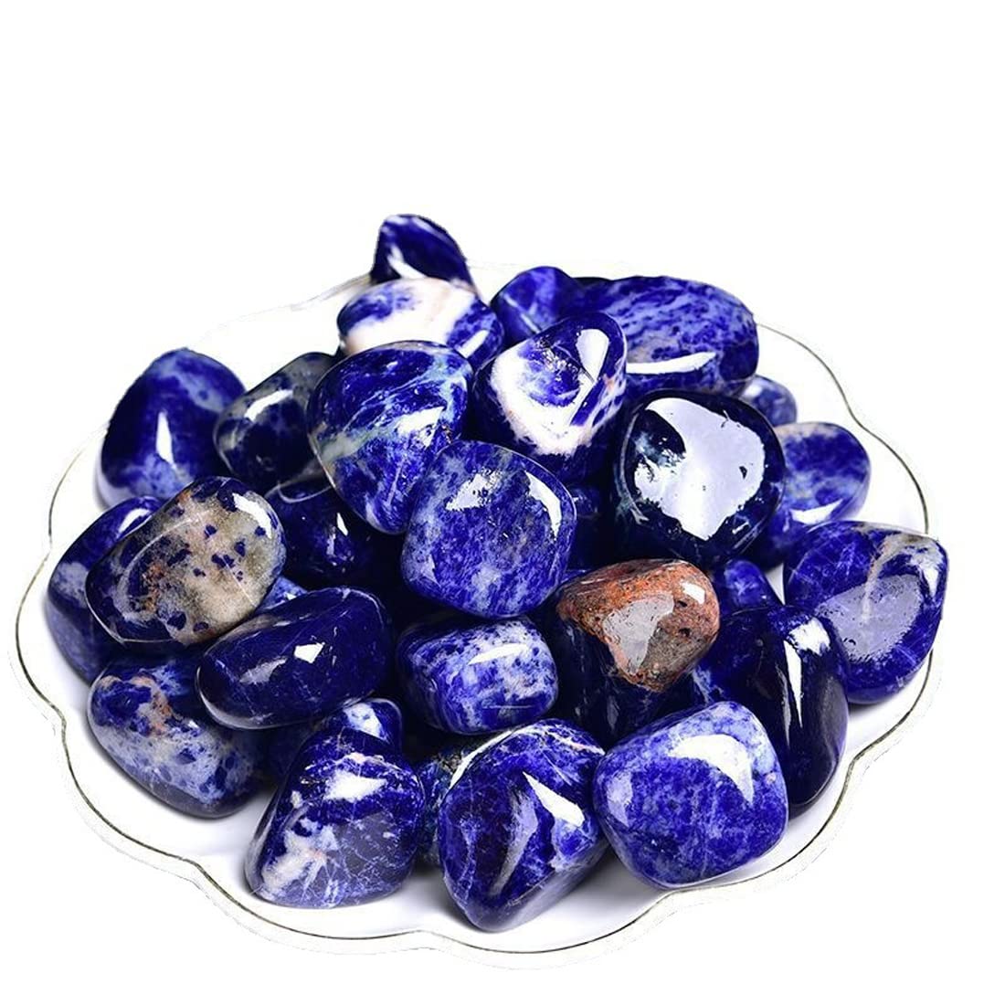 Sodalite Healing Crystal Stones, 1.25-2.0" Large Reiki Healing Gemstones Natural Tumbled Polished Stones for Energy Witchcraft Therapy Meditation