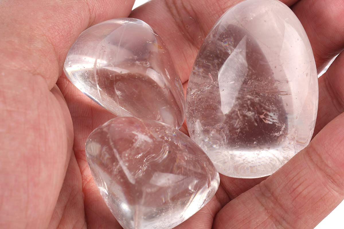 ZenQ 1/2 lb Tumbled Clear Quartz Stones for Wicca, Reiki, and Energy Crystal Healing, Natural Clear Quartz Crystal from Brazil