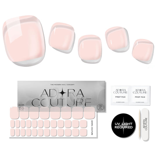 Semi Cured Gel Nail Strips – 32 Pcs Gel Pedicure Stickers - UV Nail Wraps for Toenails, Easy Application, Long Lasting, Salon Quality & UV Light Required - Sheer Blush P