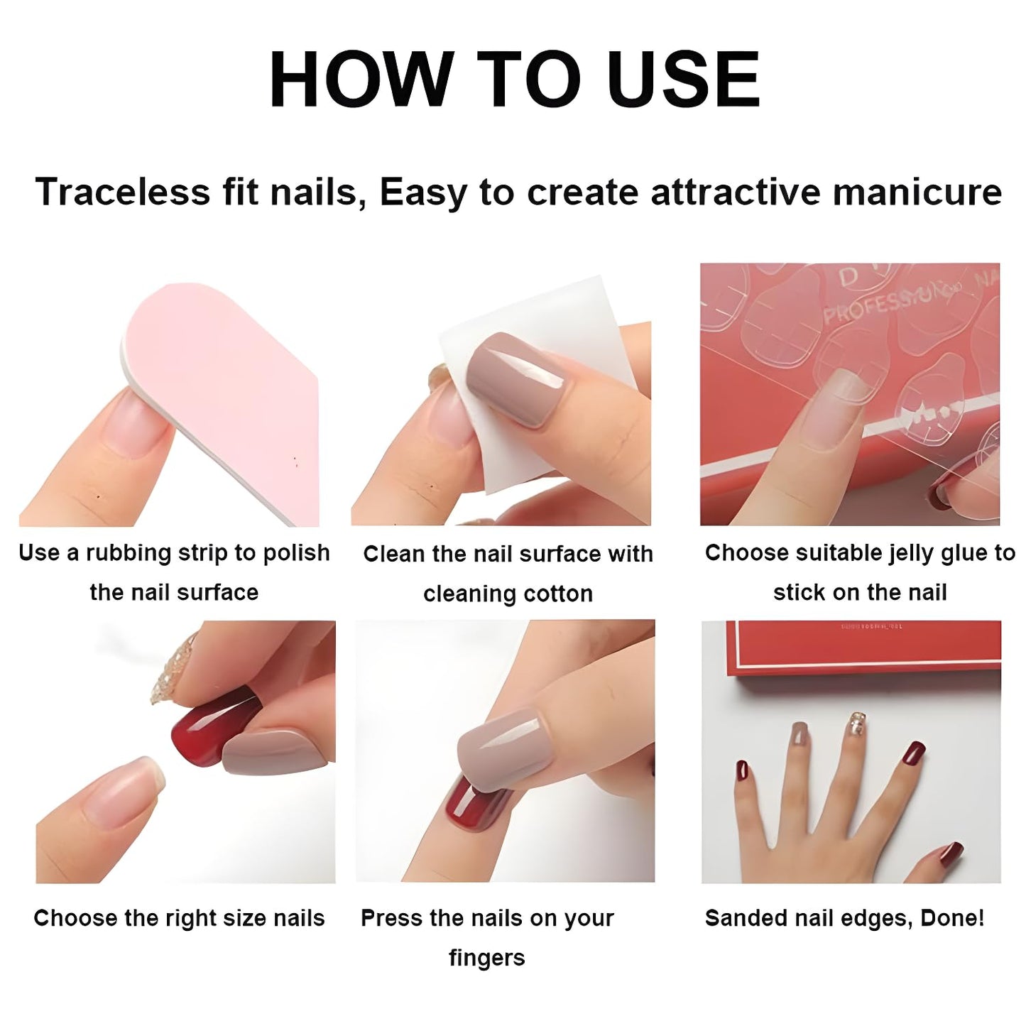 24Pcs Flower Press on Nails Medium Square Fake Nails Brown Nails Press Ons French Tip False Nails Glossy Glue on Nail with Gold Rhinestones Design Gradient Stick on Nail for Women Set