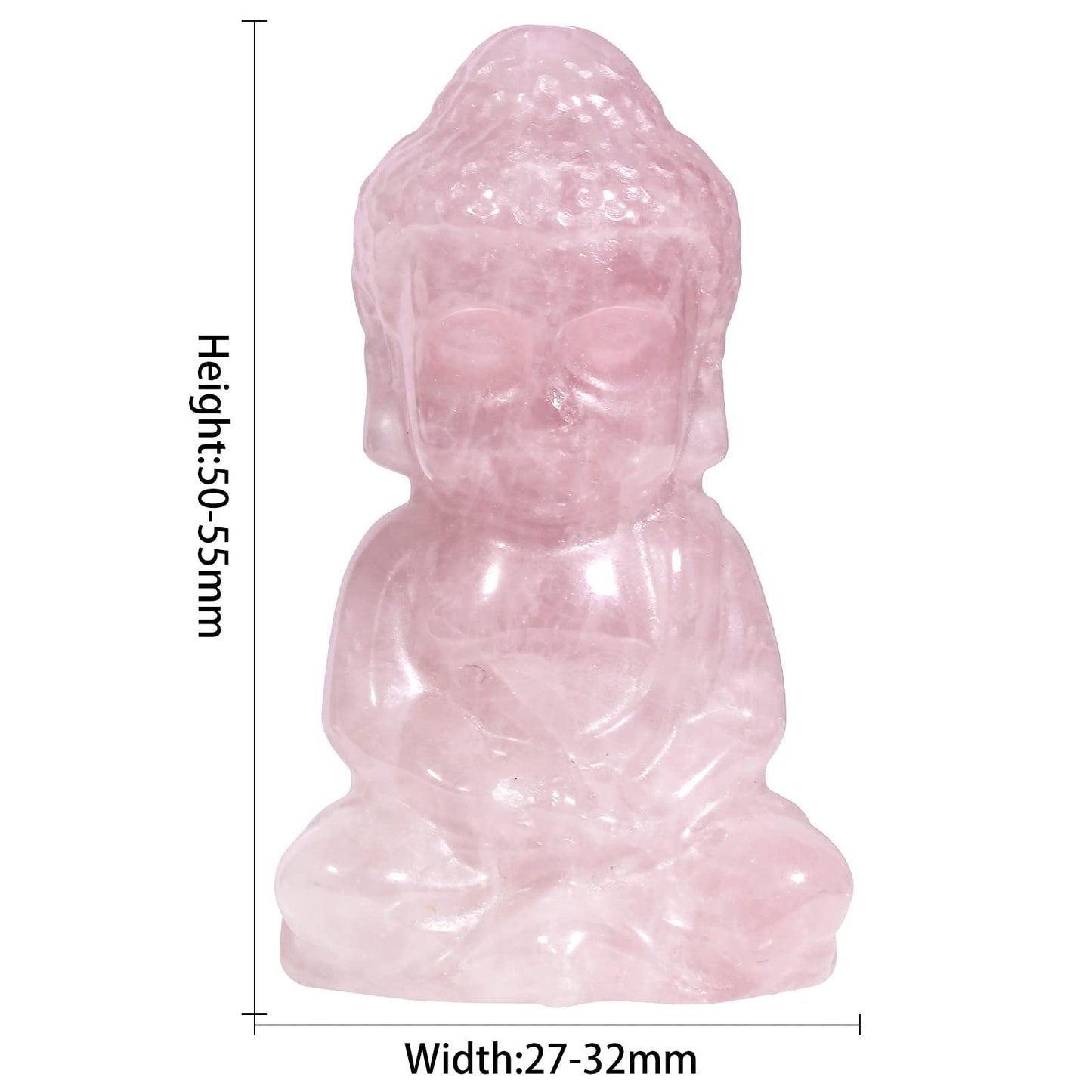 mookaitedecor Rose Quartz Meditating Buddha Crystal Figurine Crystal Healing Pocket Stone Carved Statue for Home Feng Shui Decoration 1.9 inch