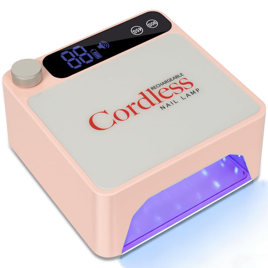 Rechargeable Cordless UV LED Nail Lamp, 86W UV Nail Light for Gel Polish & Acrylic Nails, Fast Curing Nail Light for Gel Nail, Metal Mirror Bottom, Auto Sensor, 39 LED Beads, Salon & Home Use (Pink)