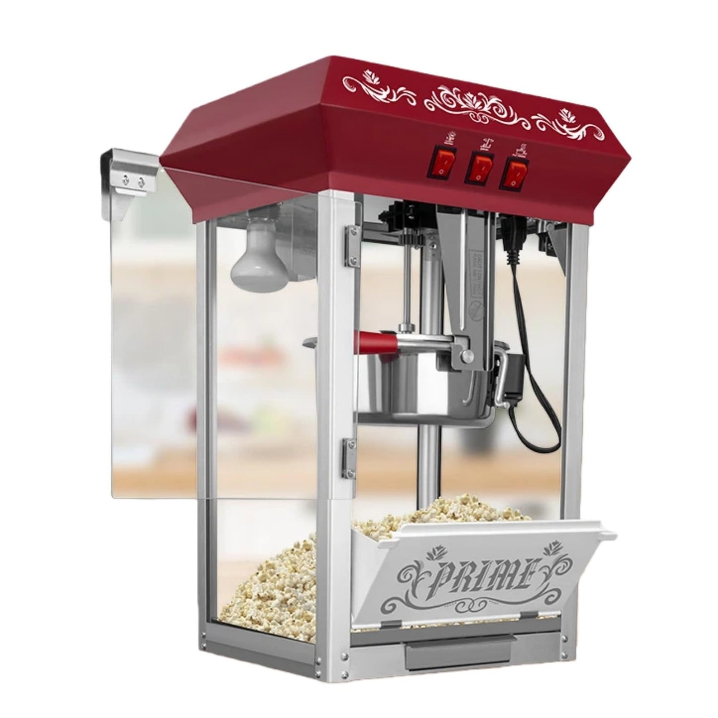 Trygoal Commercial Popcorn Machine, 12 Oz Kettle, 800W Countertop Popcorn Maker with Tempered Glass & Warming Deck, Tabletop Pop Corn Popper for Home Theaters, Birthday Parties, School Events, Red