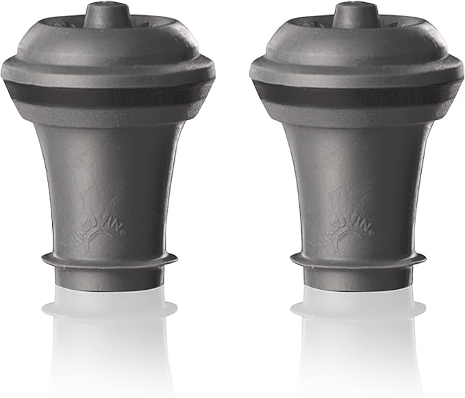 Vacu Vin Wine Saver Vacuum Stoppers â Airtight Seal for Opened Wine Bottles â Preserves Wine Freshness Up to 10 Days â Food Grade Rubber â Easy to Use Perfect for Every Occasion â Set of 2 â Gray