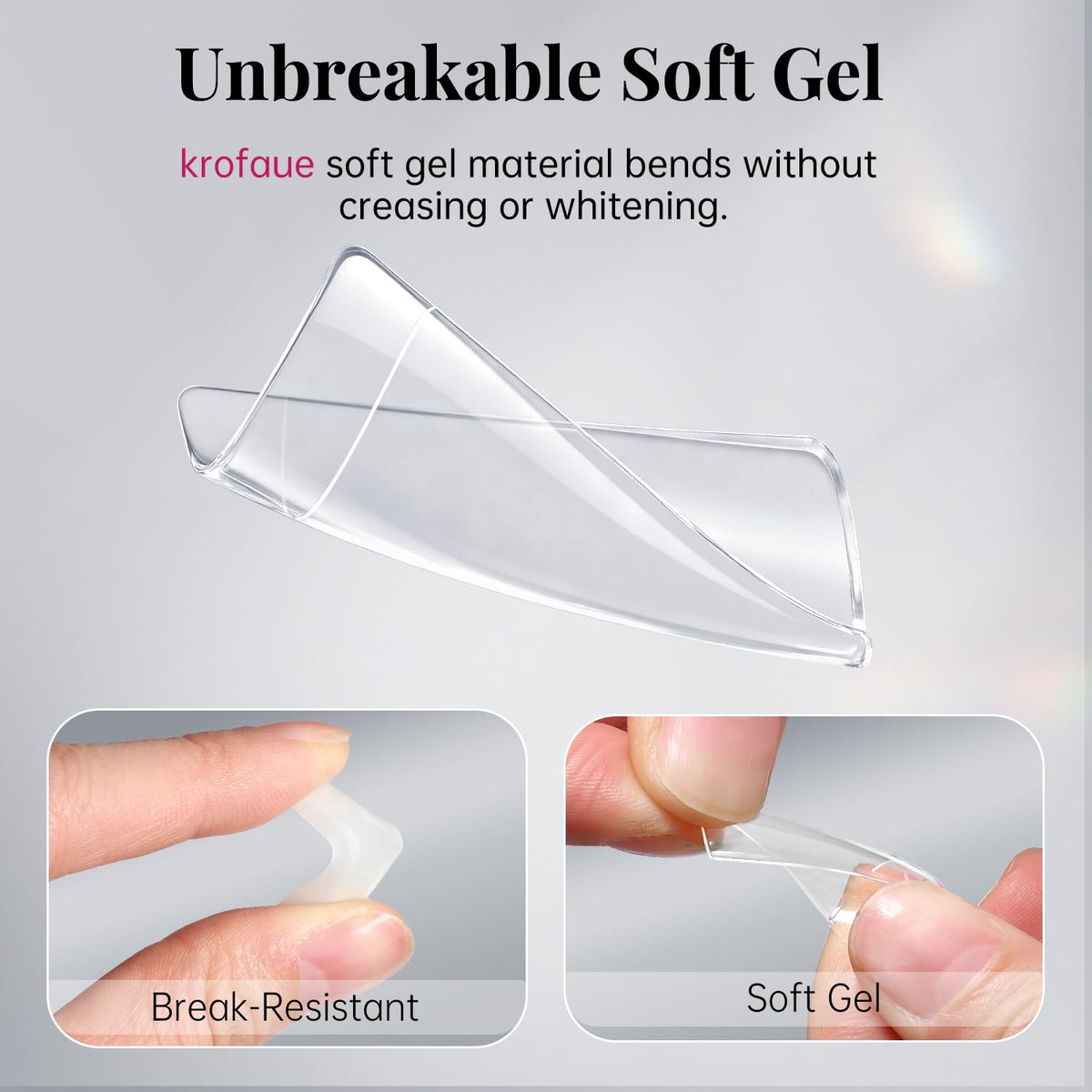 krofaue French Nail Tips 1008 Pcs, Clear Soft Gel Half Cover False Nails with 12 Sizes, Salon Quality Nail Extension Tips for DIY Nail Tips Art at Home for Women and Beginners (Clear & Natural)