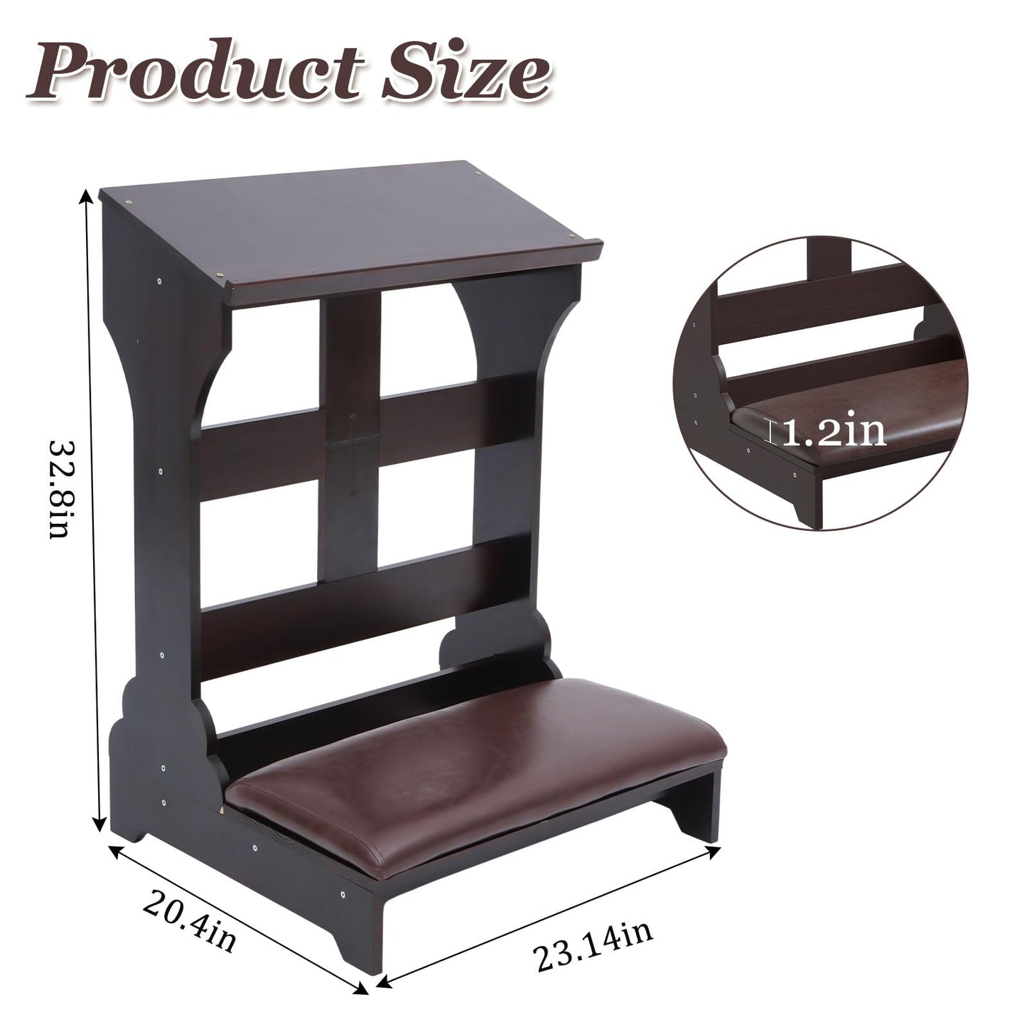 lukar Prayer Kneeler Bench, Wooden Kneelers for Praying with Cushion Pad, Prayer Bench Stool for Kneeling at Home, Kneeling Chair Shelf for Church Prayer Bench Table with Shelf