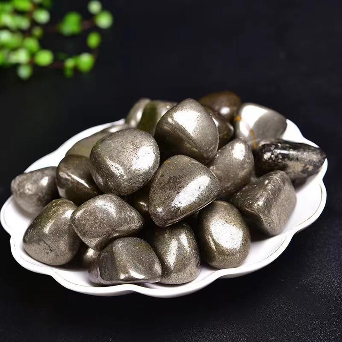 Erliway Chalcopyrite Healing Crystal Stones, 1.25-2.0" Large Reiki Healing Gemstones Natural Tumbled Polished Stones for Energy Witchcraft Therapy Meditation
