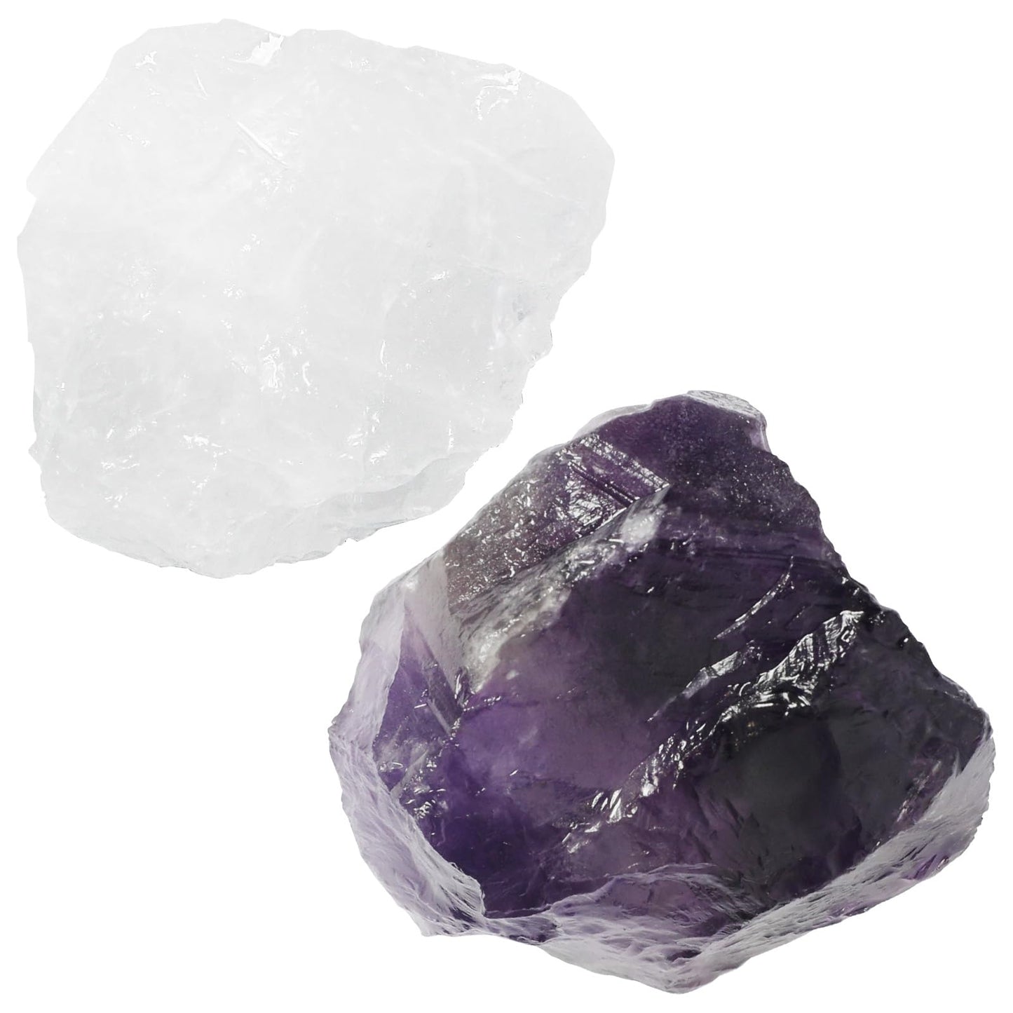 Orientrea Raw Amethyst Rough Crystal with Clear Quartz, Natural Amethyst Crystal and Healing Stones for Tumbling, Decoration, Polishing, Wire Wrapping, Wicca & Reiki 2PCS