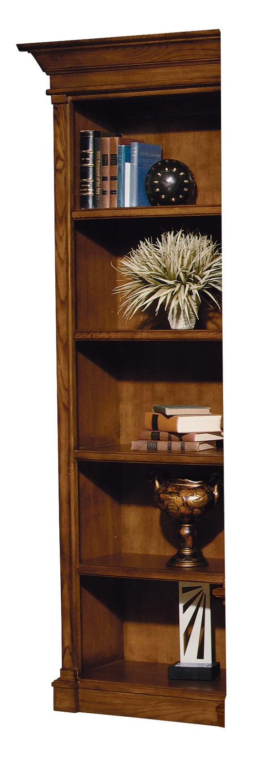 Hekman Furniture Urban Ash Burl Executive Left Bookcase – Premium Finish, Tall Wooden Bookshelf with Adjustable Shelves, Narrow Display Case, Ideal Office Furniture & Home Library Organizer