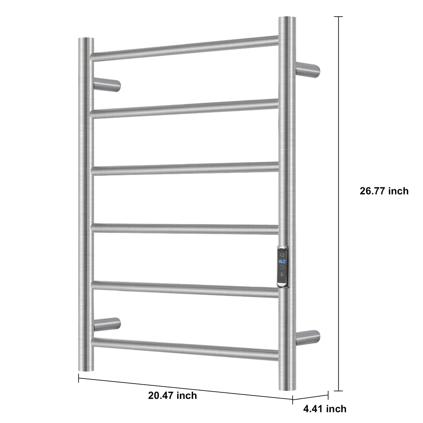 BLARALA Heated Towel Racks for Bathroom, Wall Mounted Electric Towel Warmer Racks with Timer & Temperature Control, 6 Bar Stainless Steel Towel Heater for Bathroom, Brushed Silver, Plug-in