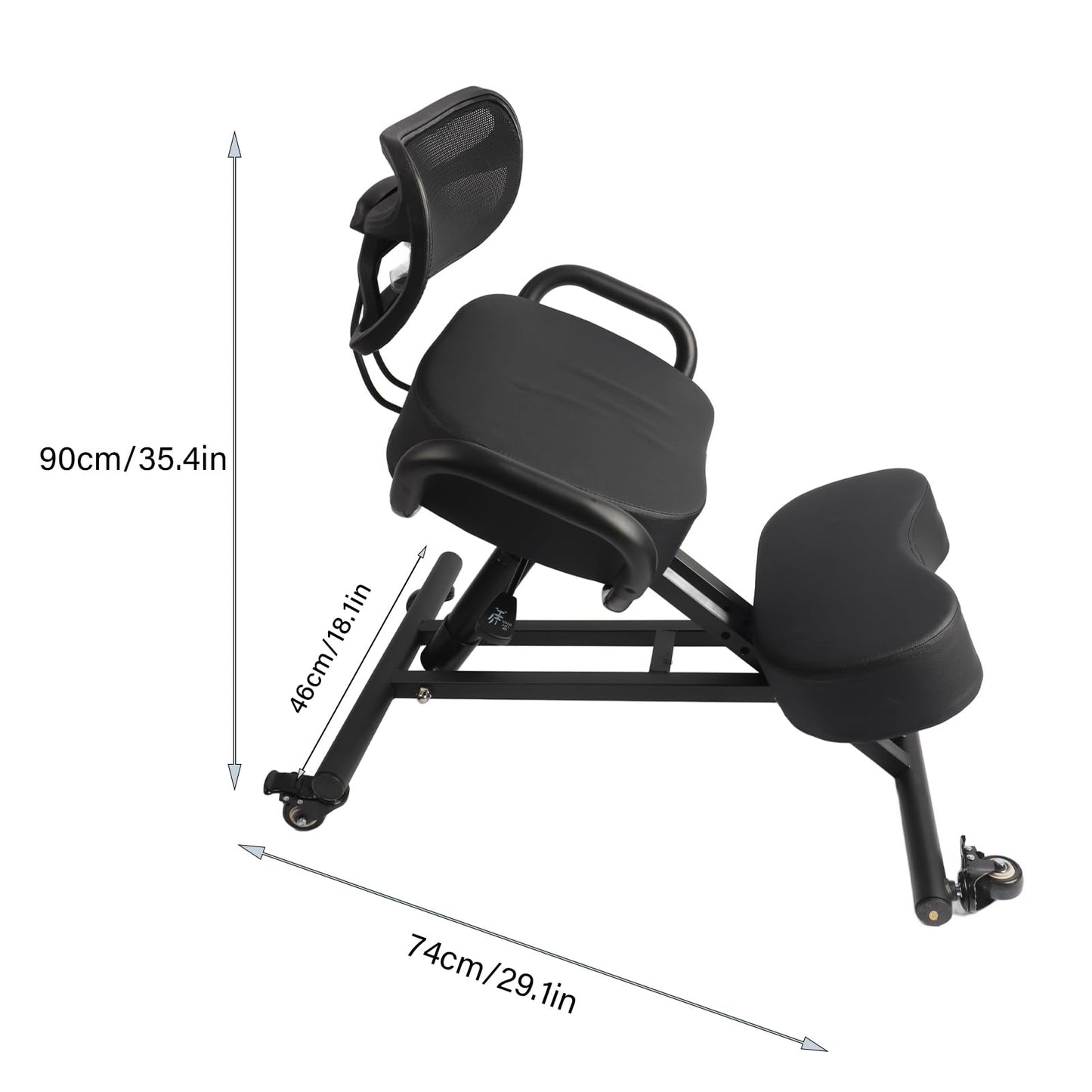 Ergonomic Kneeling Chair, Adjustable Posture Corrector Stool with Mesh Back Support and Thick Cushions for Home Office Desk, Black