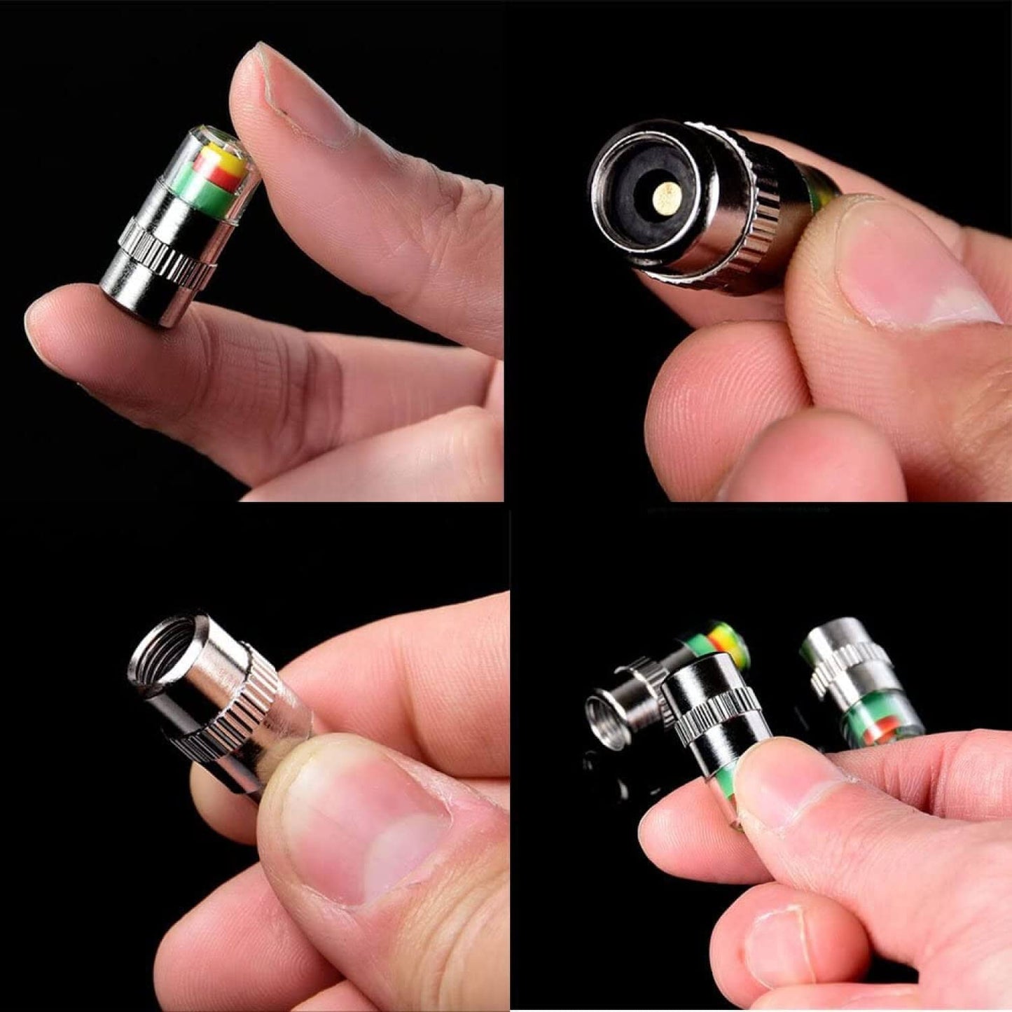 Airmoto Tire Pressure Caps, Easy to Read 3 Color Car Tire Pressure Monitor Valves, 4pcs, 32-to-35 PSI