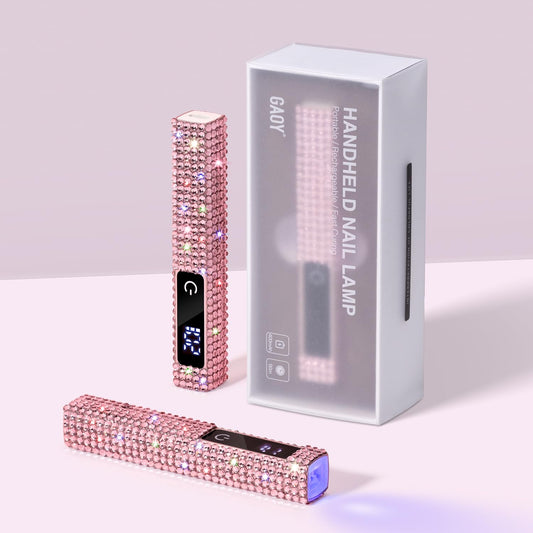 GAOY Handheld UV Light for Gel Nails, Mini Nail Lamp, Portable Cordless Rechargeable, Fast Curing, Diamond Pink
