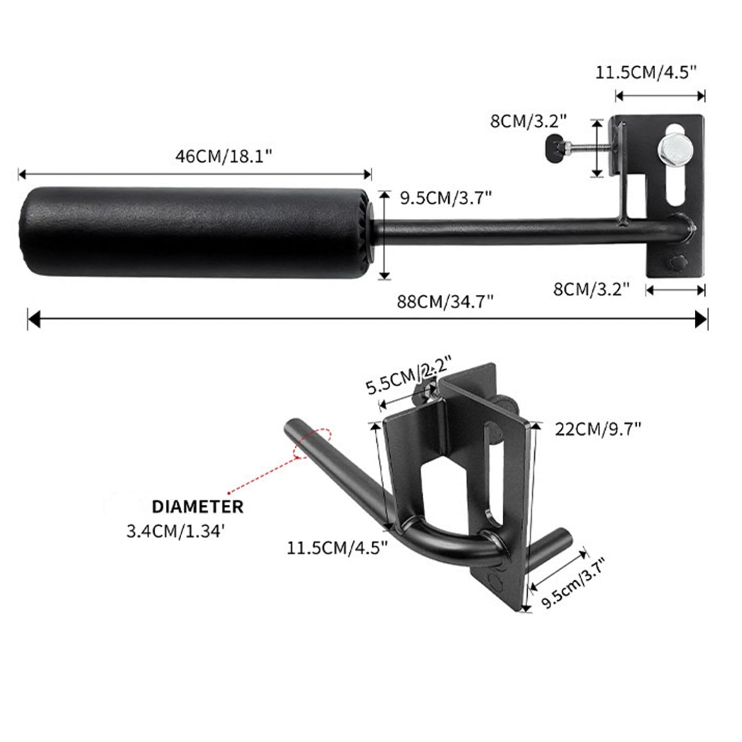 Single Leg Squat Roller for Squat Rack,Extended Length Leg Press Attachment Power Rack Attachments,Bulgarian Split Squat for Home Gym & Leg Training-fu (1" / 26mm Hole)"