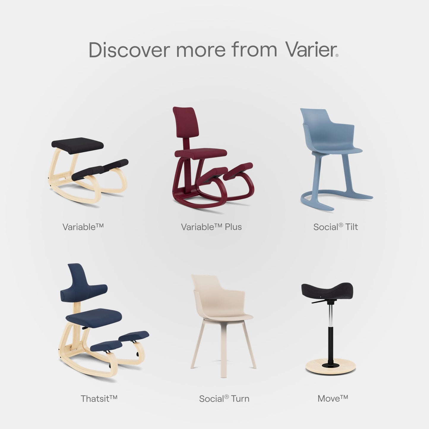 Varier Variable Plus Ergonomic Kneeling Chair with Backrest Natural/Grey| Active Sitting Posture Support Home Office Desk Chair | 10 Year Guarantee