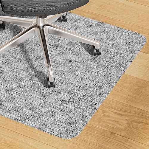Yecaye Office Chair Mat for Hardwood Floor,30" x 48" Under Computer Desk Floor Protects for Rolling Chair,Non Slip PVC Woven Gaming Chair Mat,Not for Carpet (Lightgrey, 30" x 48")