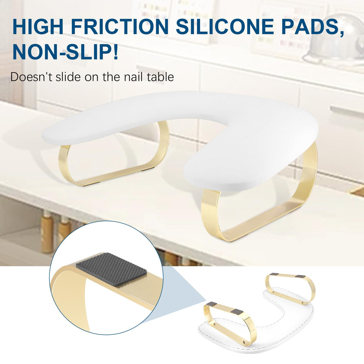 Arm Rest for Nails Tech, U-Shaped Manicure Nail Arm Rest Stand, Nail Armrest for Nail Tech Hand Rests with Stainless Steels Holder